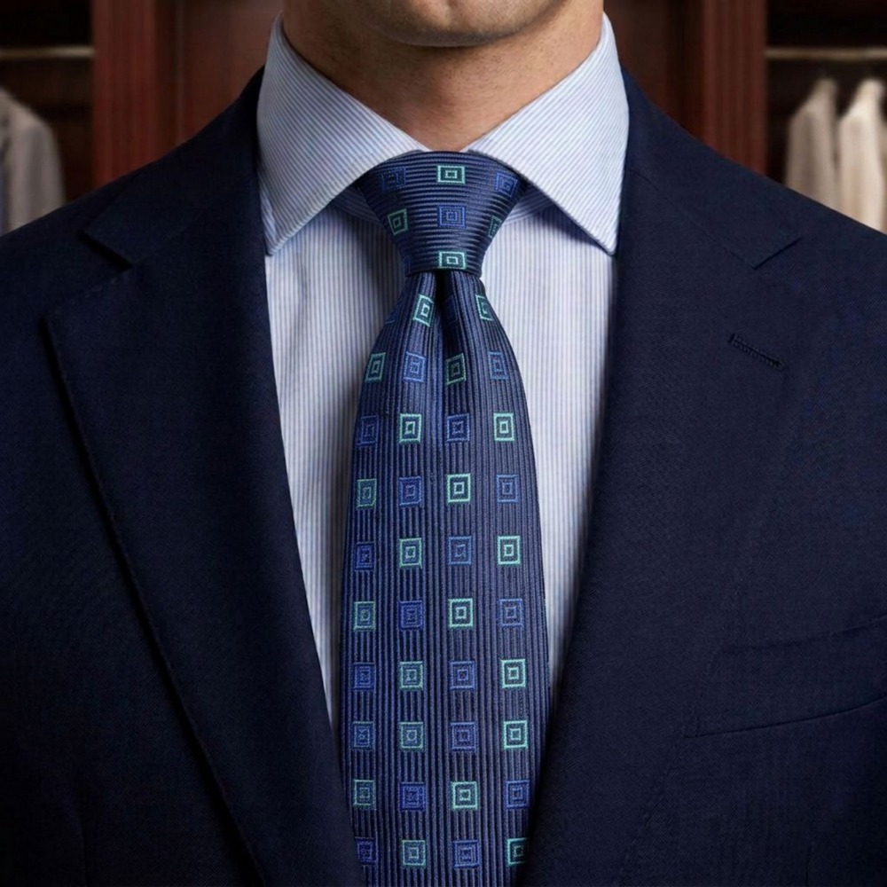 Charvet Tie Men One Size Brown Blue Geometric Classic Silk Designer